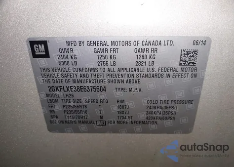 2014 GMC Terrain Slt-1 from USA, damaged, VIN 2GKFLXE38E6375604